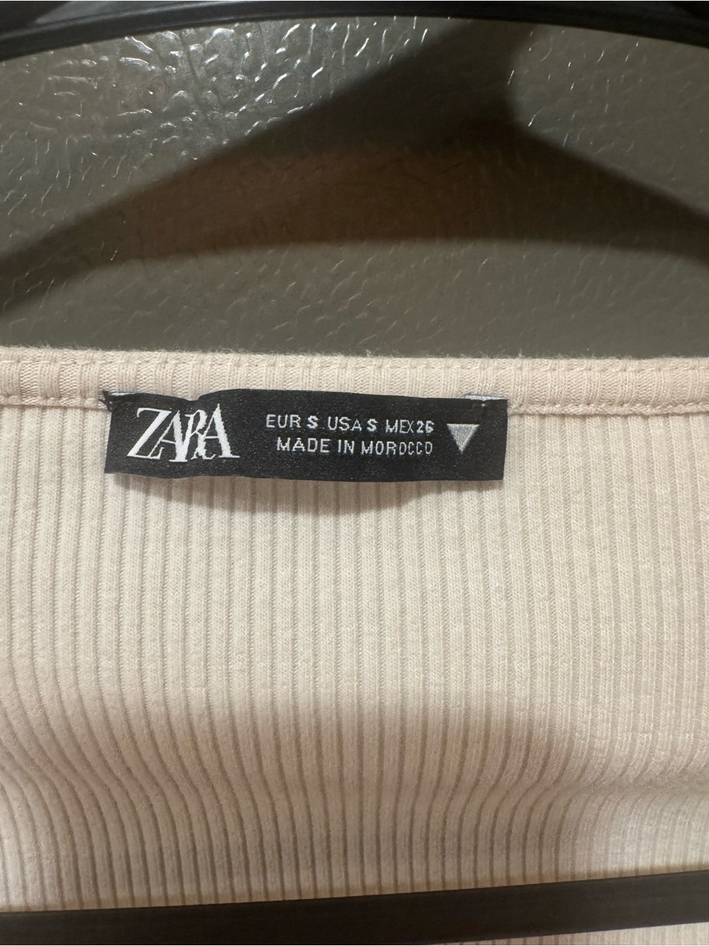 Zara Cream Ribbed Square-Neck Top Size S - Picture 5 of 5